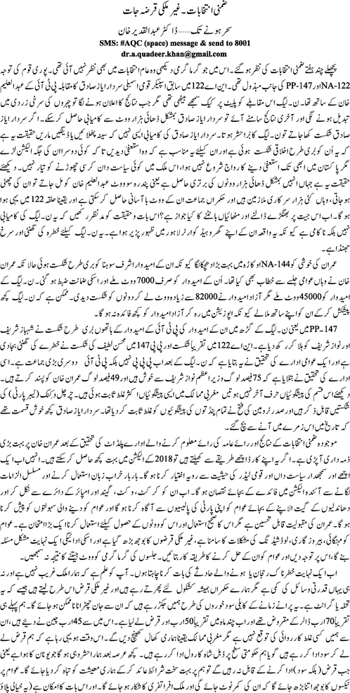 Zamni intekhabat Ghaer mulki akhrajat By Dr Abdul Qadeer Khan